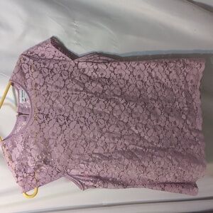 Liz Claiborne Floral Lace Cap Sleeve Sheer Blouse - Lavender Size Medium